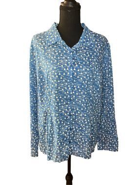 Seasalt organic cotton The Larissa Blue Sailboat Button-Up Shirt 12 nautical